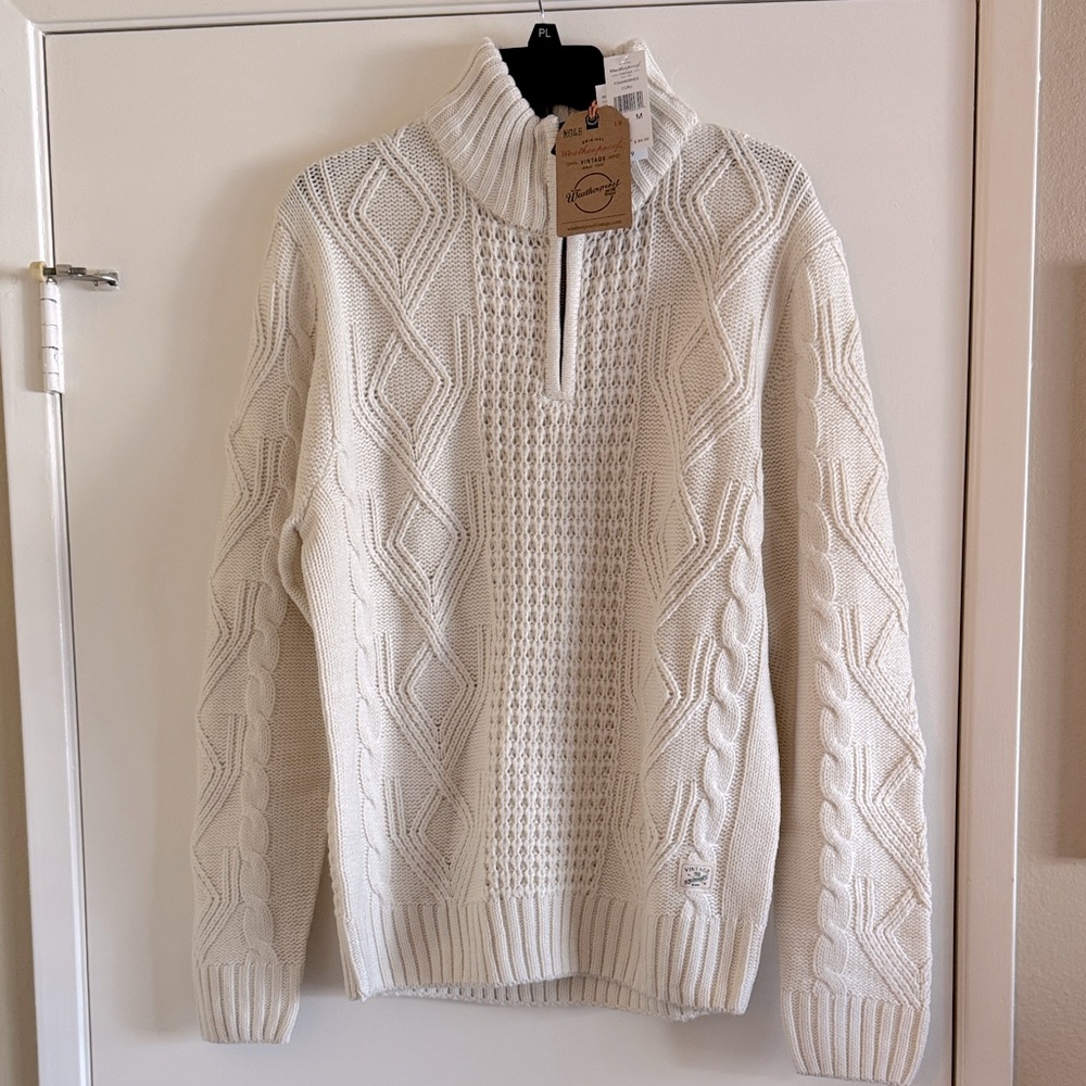 NWT Weatherproof Vintage Men’s Quarter Zip Sweater in Ecru